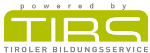 Logo TiBS; TiBS grün weißer Schriftzug TiBS oberhalb powered by unterhalb Tiroler Bildungsservice